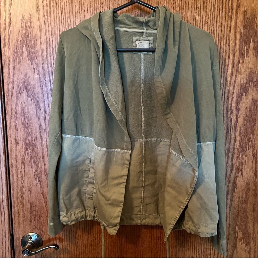 Anthropologie Postmark X-Small Green Open Front Anorak Hooded Jacket - Picture 3 of 15